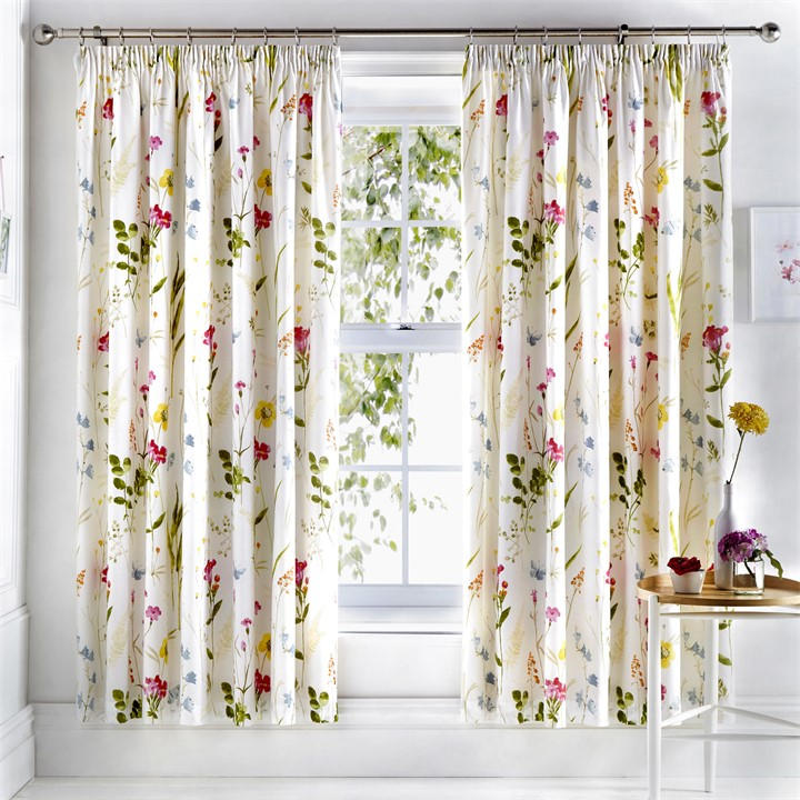 Dreams And Drapes   Spring Glade Pair Of Pencil Pleat Curtains in Size 66x72 Inch, Sports Direct