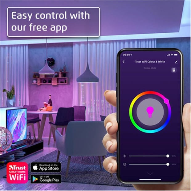 Electronics - Trust - E27 Smart WIFI Bulb, White & Colour