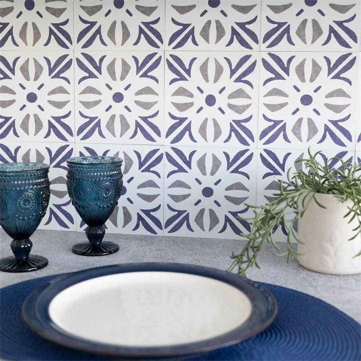 D C Fix Blue Self Adhesive Vinyl Wall Tiles Cubia in Size 0.42 SQM, Sports Direct
