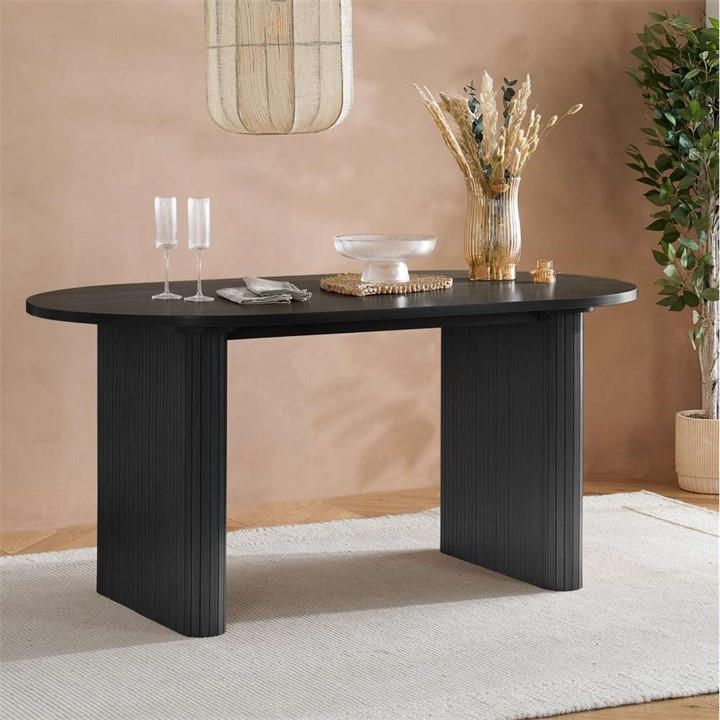 Birlea  Black Axel Oval Fluted Dining Table, Sports Direct