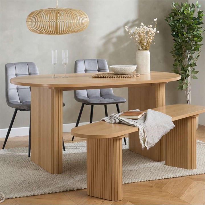 Birlea  Nude Axel Oval Fluted Dining Table With 2 Chairs And Be, Sports Direct