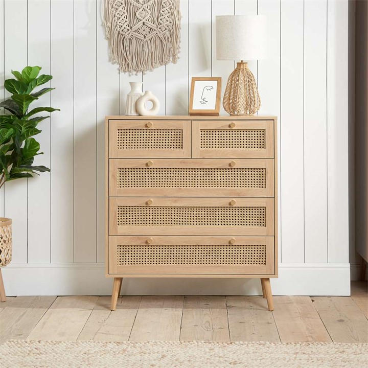 Birlea  Nude Croxley 5 Drawer Rattan Chest, Sports Direct