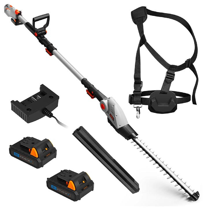 Vonhaus  Grey G-Series Cordless Pole Hedge Trimmer 2X Batteries, Sports Direct