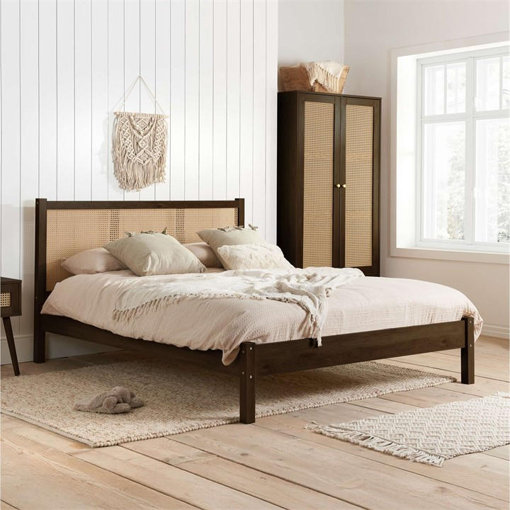 Birlea  Brown Croxley Rattan Bed in Size Double, Sports Direct