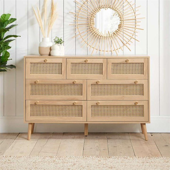 Birlea  Nude Croxley 7 Drawer Rattan Chest, Sports Direct