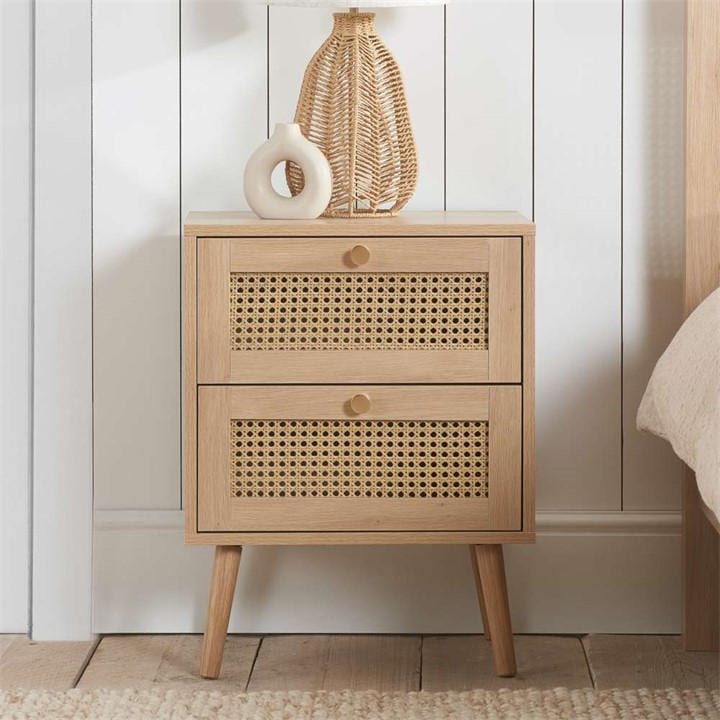 Birlea  Nude Croxley 2 Drawer Rattan Bedside, Sports Direct
