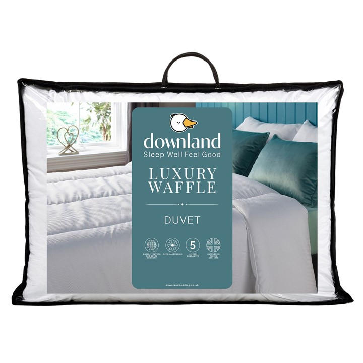 Downland  White Luxury Waffle 10.5 Tog Duvet in Size King, Sports Direct