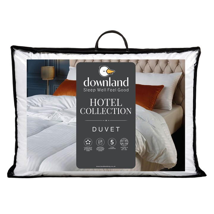 Downland  White Hotel Collection Satin Stripe 13.5 Tog Duvet in Size King, Sports Direct