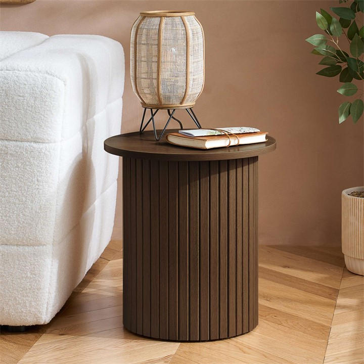 Birlea  Brown Axel Fluted Side Table, Sports Direct