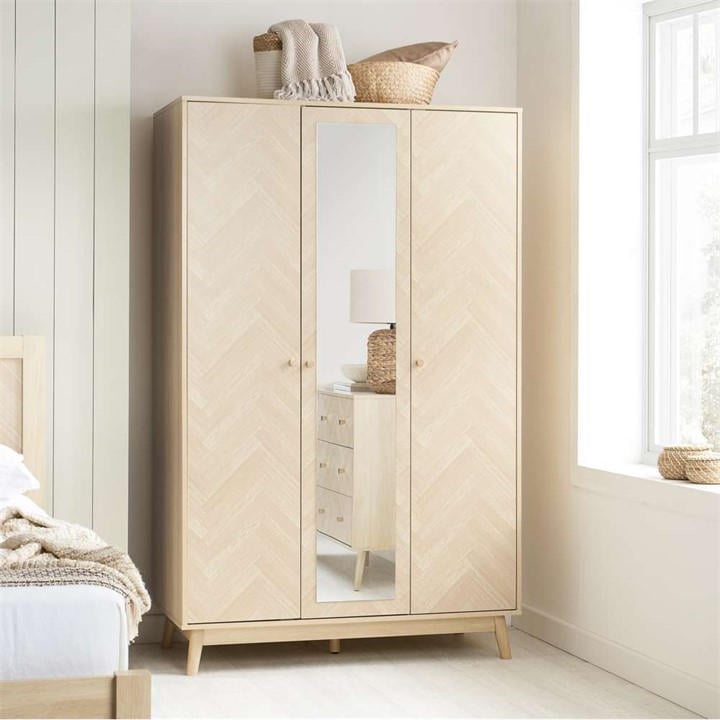 Birlea  Nude Herringford 3 Door Wardrobe With Mirror, Sports Direct