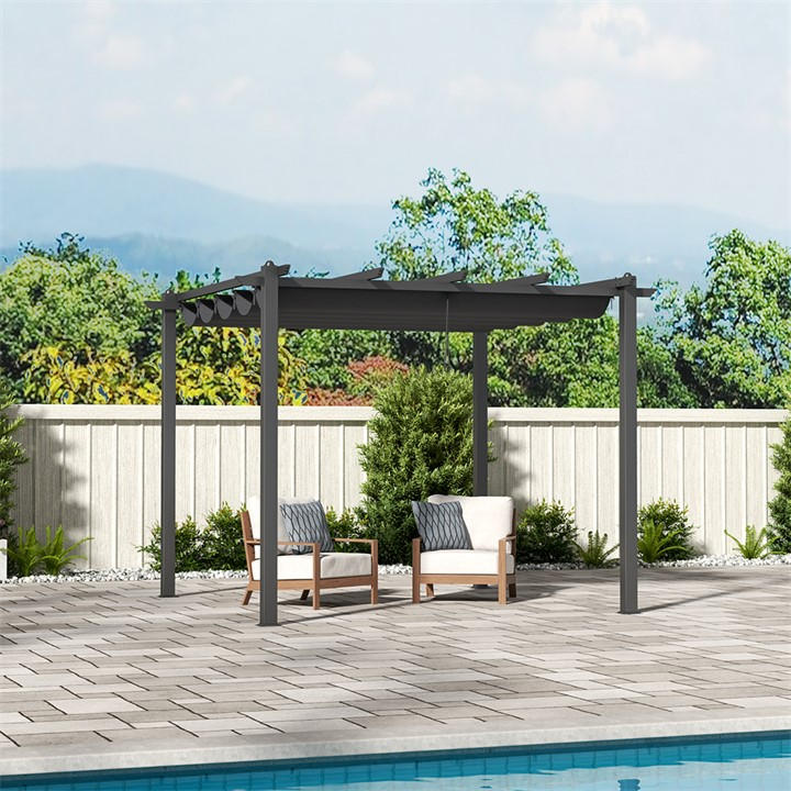 Breeins  Black 3 X 3M Aluminum Patio Pergola With Canopy in Size L, Sports Direct