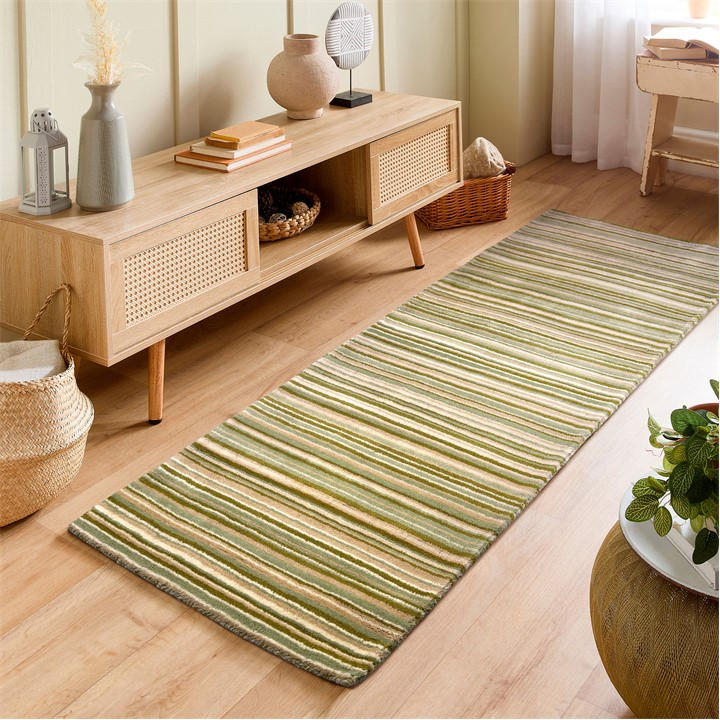 Origin Rugs  Green Fine Stripes Rug in Size 120x170cm, Sports Direct