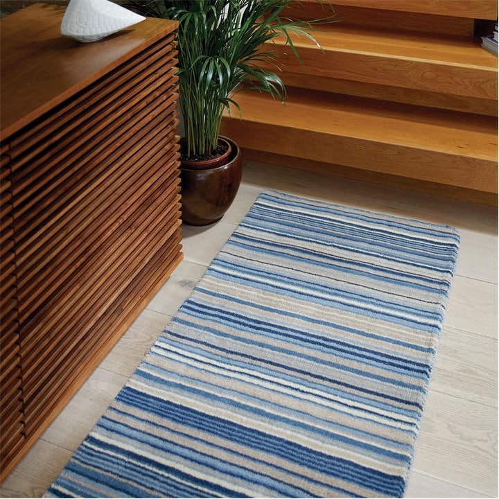 Origin Rugs  Blue Fine Stripes Rug in Size 67x200cm, Sports Direct