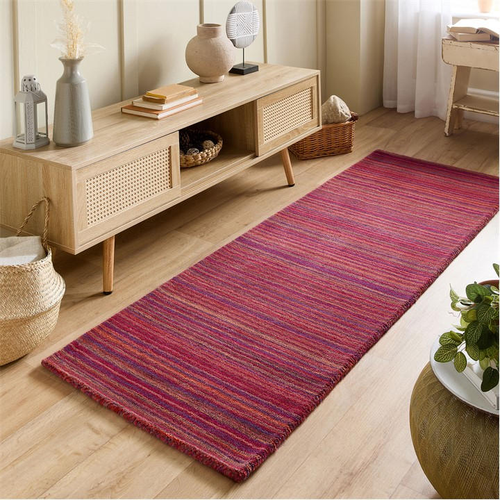 Origin Rugs  Purple Fine Stripes Rug in Size 67x200cm, Sports Direct
