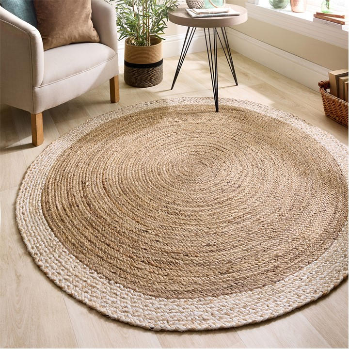 Origin Rugs  Beige Jute Border Rug in Size 80x150cm, Sports Direct
