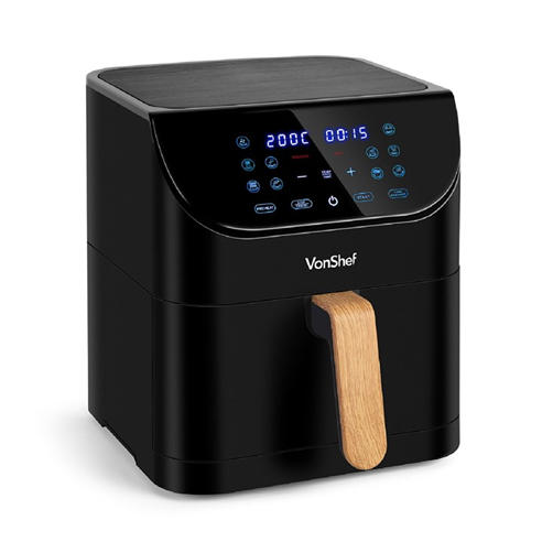 VonShef - Fika Black & Wood 6L Air Fryer