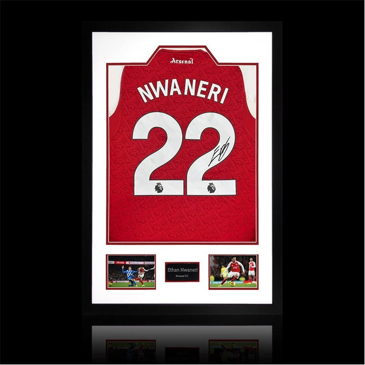 Arsenal    Ethan Nwaneri Signed  25/26 Shirt Frame, Football by The Fan Cave in Size 850mm x 60, Sports Direct