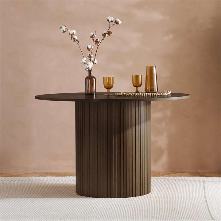 Birlea  Brown Axel Round Fluted Dining Table, Sports Direct