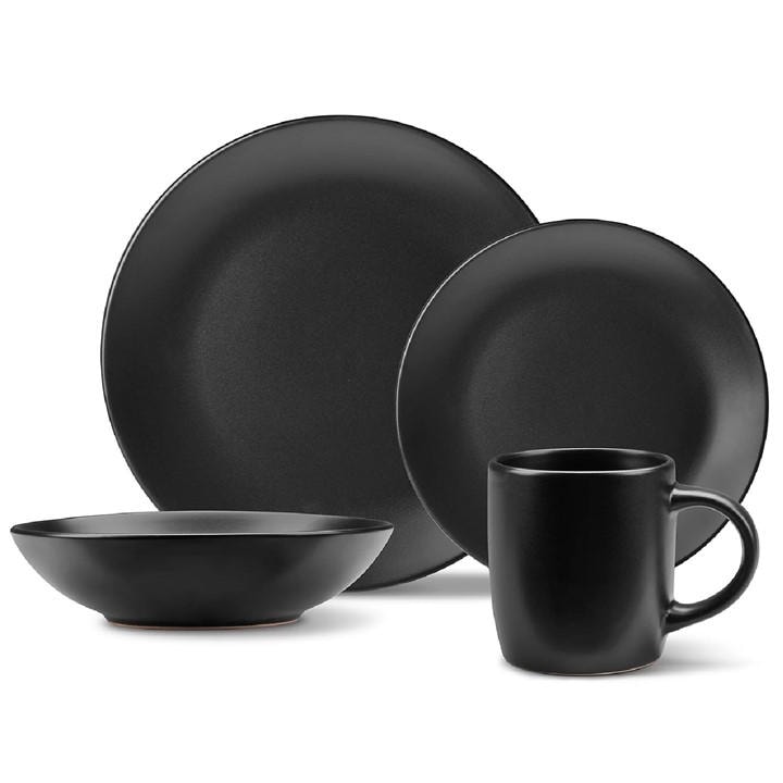 Vonshef  Black Matte Dinner Set – 16 Piece in Size 16 Pcs, Sports Direct