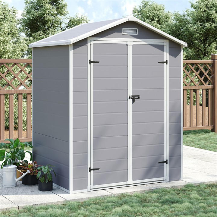 Breeins  Grey Outdoor 6X4fts Plastic Garden Storage Shed in Size L, Sports Direct