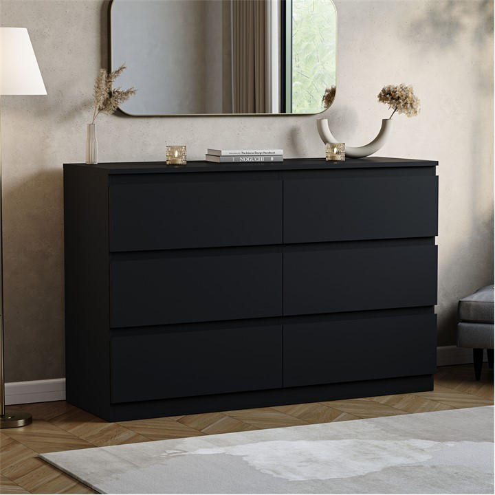 Lassic  Black Vida Designs Denver 6 Drawer Chest, Sports Direct