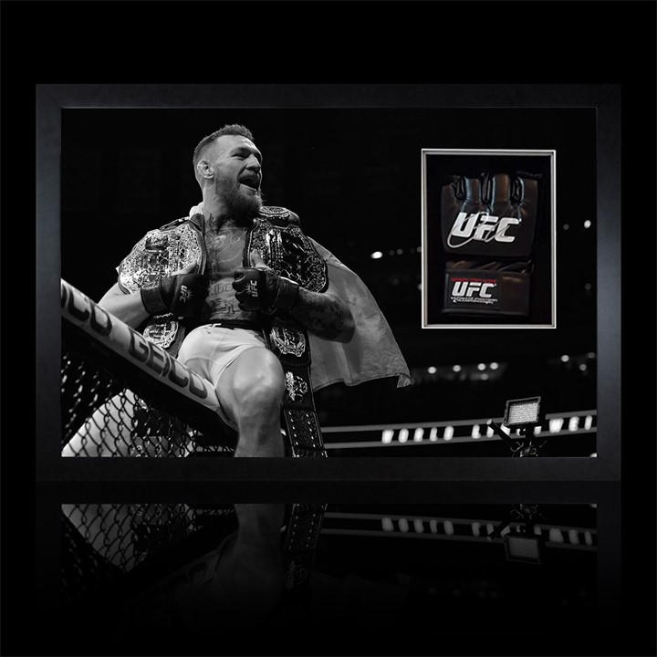 The Fan Cave  Black Conor Mcgregor Celebration Signed Ufc Mitt Iconic in Size 480mm x 69, Sports Direct