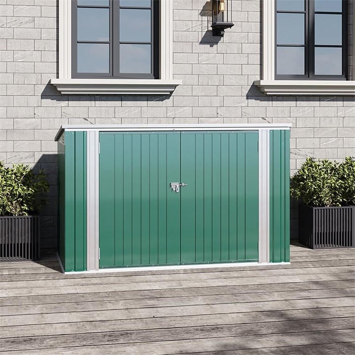Breeins  Green Outdoor 7X3fts Metal Bike Storage Shed, in Size L, Sports Direct
