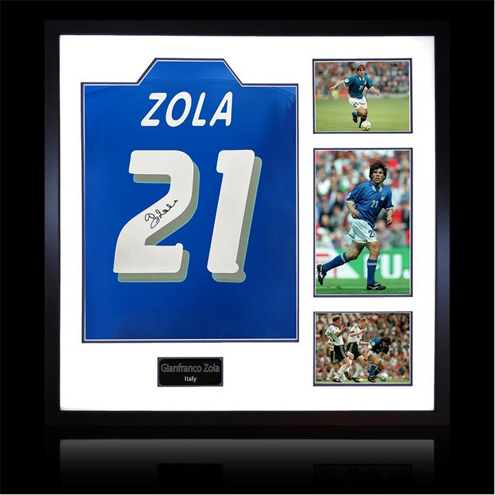 Italy    Gianfranco Zola Signed  Shirt Elite Frame, Football by The Fan Cave in Size 820mm x 82, Sports Direct