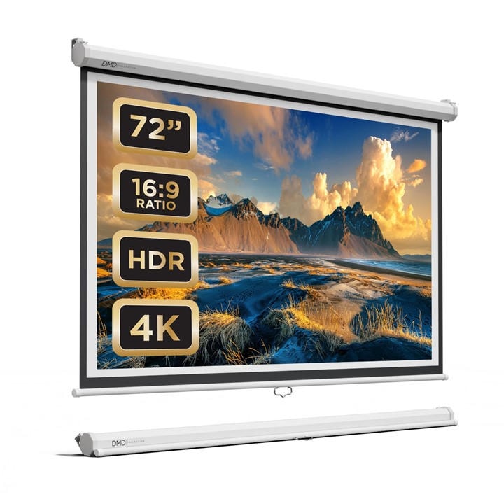 Dmd Collective  White 72 Manual Self Lock Screen 16:9 Aspect Ratio in Size 160cm W¿90, Sports Direct