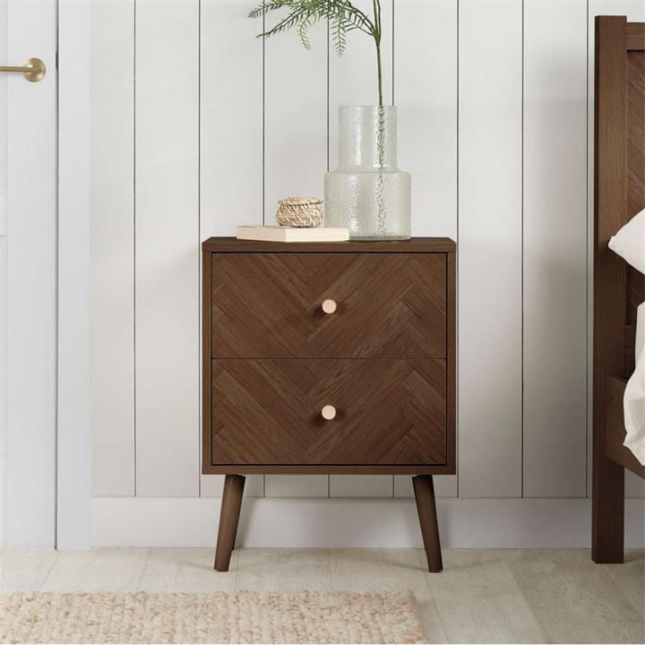 Birlea  Brown Herringford 2 Drawer Bedside, Sports Direct