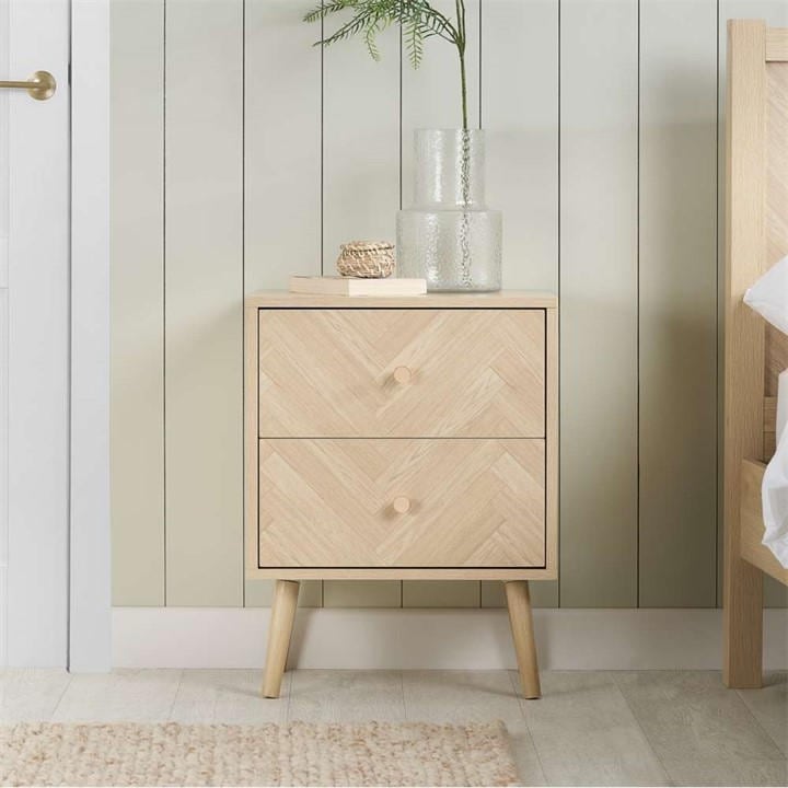 Birlea  Nude Herringford 2 Drawer Bedside, Sports Direct