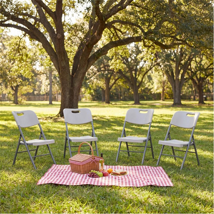 Lassic  White Home Vida Set Of 4 Outdoor Indoor Folding Chairs, Sports Direct