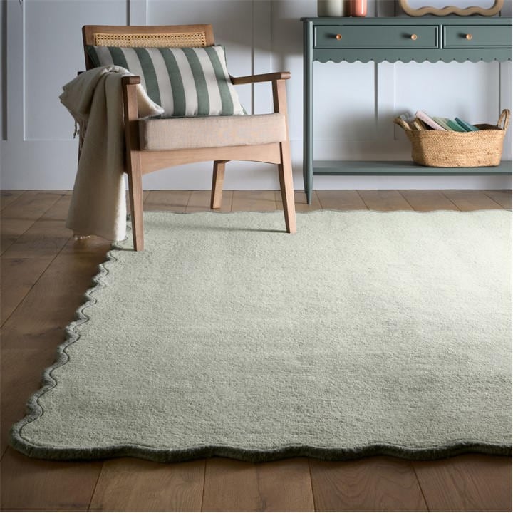 Origin Rugs  Green Scalloped Elsie Rug in Size 120x170cm, Sports Direct