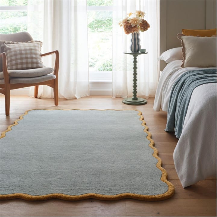 Origin Rugs  Blue Scalloped Elsie Rug in Size 120x170cm, Sports Direct