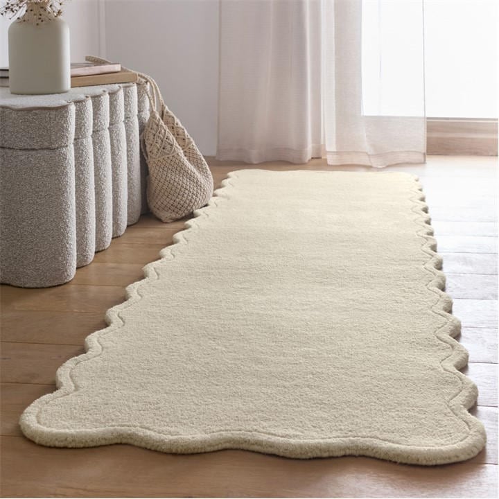 Origin Rugs  Cream Scalloped Elsie Rug in Size 120x170cm, Sports Direct