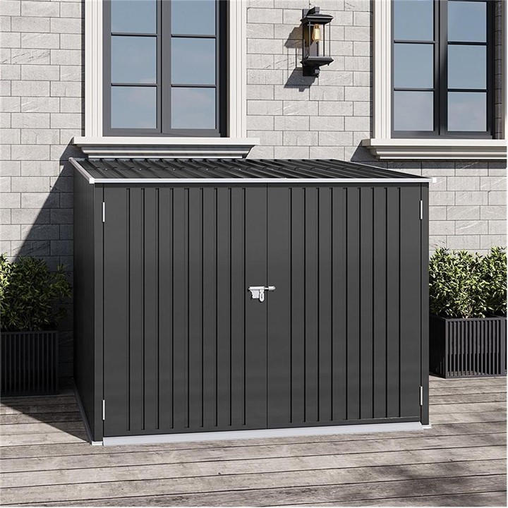Breeins  Black 6X6fts Bicycle Storage Shed Charcoal in Size M, Sports Direct