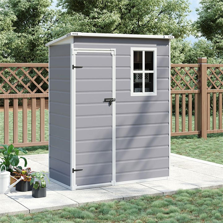 Breeins  Grey Outdoor 5X3fts Garden Plastic Tool Shed in Size L, Sports Direct