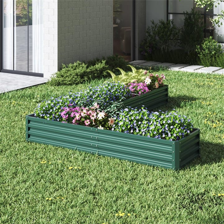 Breeins  Green 207X277cm -Shaped Galvanized Garden Bed in Size L, Sports Direct