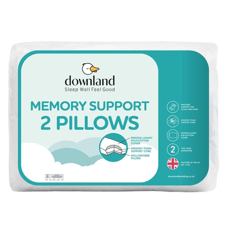Downland  White Memory Support Pillow Pair, Sports Direct