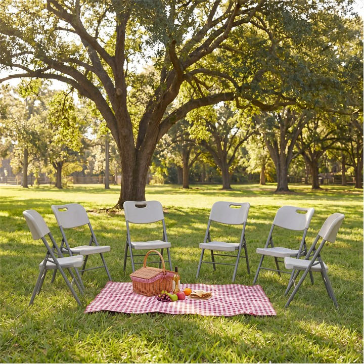 Lassic  White Home Vida Set Of 6 Outdoor Indoor Folding Chairs, Sports Direct