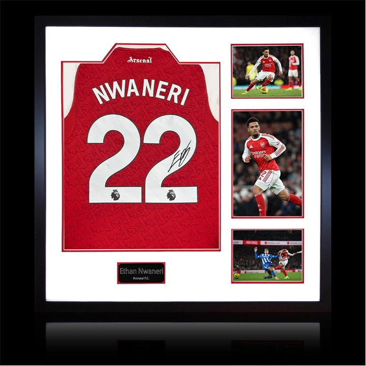 Arsenal    Ethan Nwaneri Signed  25/26 Shirt Frame, Football by The Fan Cave in Size 820mm x 82, Sports Direct