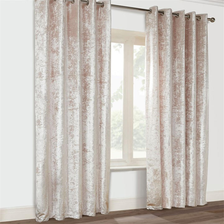 Alan Symonds  Pink Crushed Velvet Ring Top Curtains in Size 45x54, Sports Direct