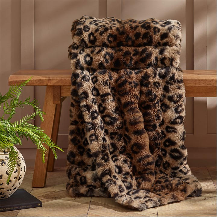 Animal Print Faux Fur 130x170cm Blanket Throw - Image 3