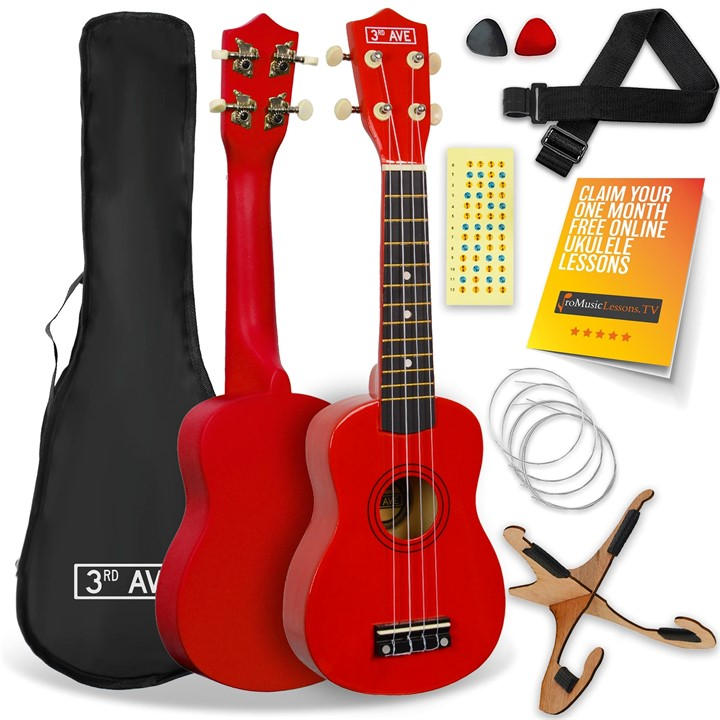 3Rd Avenue  Soprano Ukulele Pack - Natural - Red - Standard - Image 6