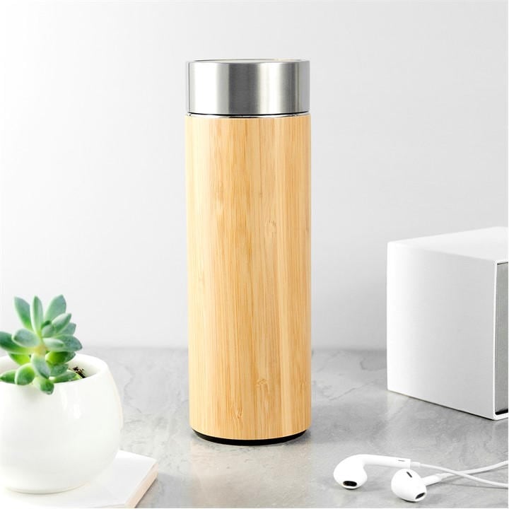 Treat Republic  Brown Bamboo Thermos Flask With Tea Strainer in Size Standard, Sports Direct
