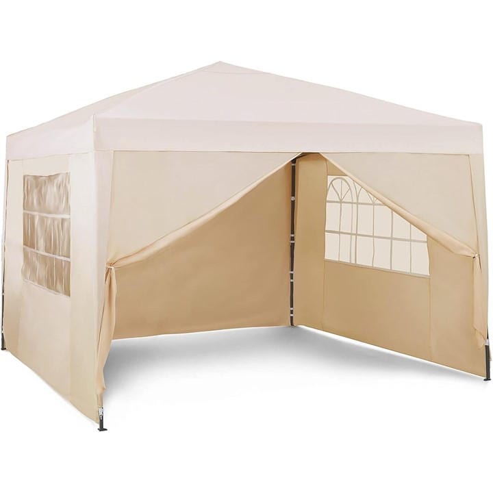 Vonhaus  Beige Pop Up Gazebo Including Sides, Sports Direct