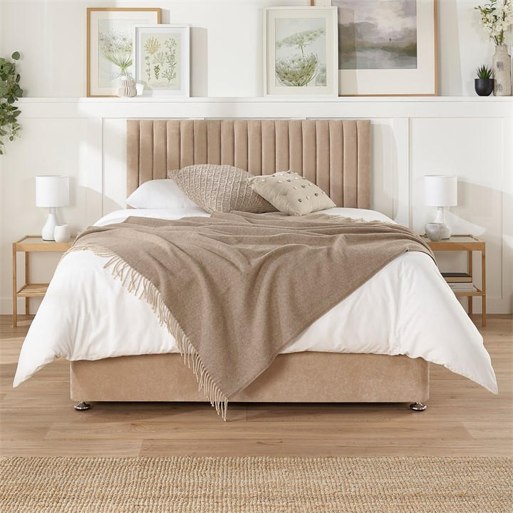 Aspire  Beige Grant Divan With Mattress 2 Drawers in Size Superking, Sports Direct