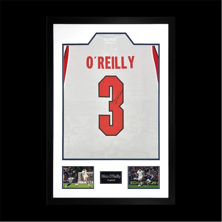The Fan Cave  Nico Oreilly Signed England Premium Frame - White - 850x600mm - Image 3
