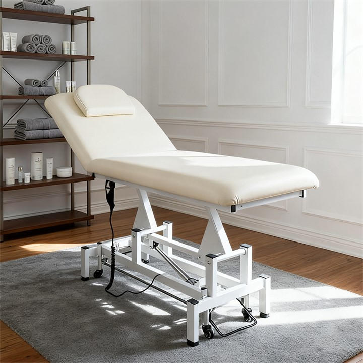 Sheonly White Electric Facial Massage Reclining Bed On Wheels, Sports Direct