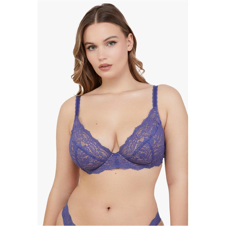 Playful Promises Women's Space Dust Blue Ariana Everyday Comfort Lace Bra 38Ff